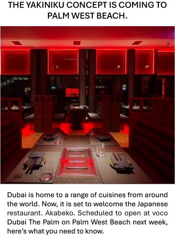 Le concept yakiniku arrive à Palm West Beach
